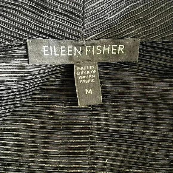 Eileen Fisher Ottoman Blazer Black Textured Cotton Blend Jacket Women Size M - Picture 7 of 8